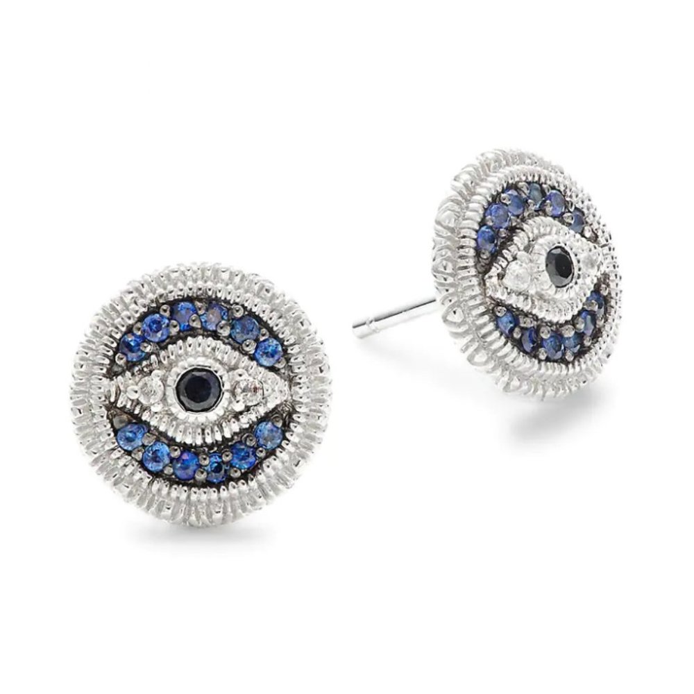 Judith Ripka Evil Eye Earrings in Sterling Silver NEW IN BOX - Picture 1 of 6